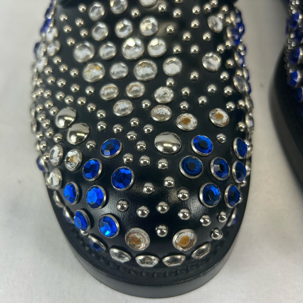 Prada Men’s Brushed leather with studs and rhinestones Derby Multicolor - Picture 2 of 9
